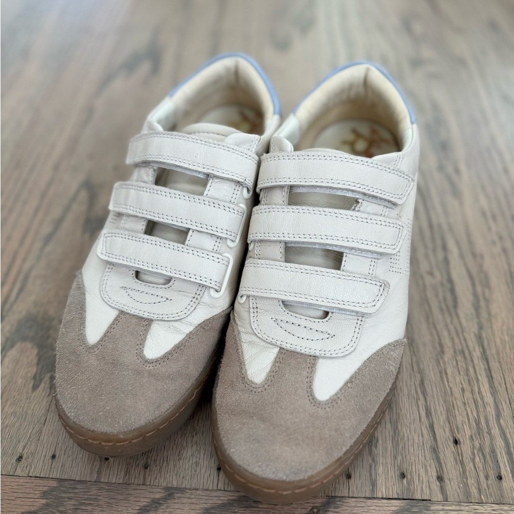 Sam Edelman White and Tan Sneakers
